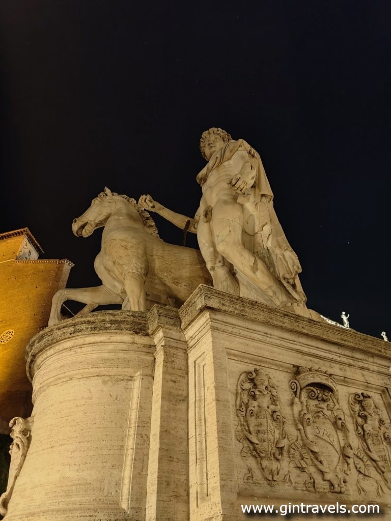 One of the statues at the entrance to Campidoglio